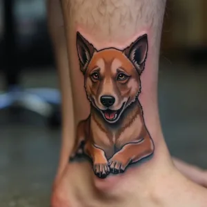 Ayak bileği köpek dövmesi