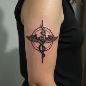 Dış Sol Kola Tip Caduceus Dövmesi